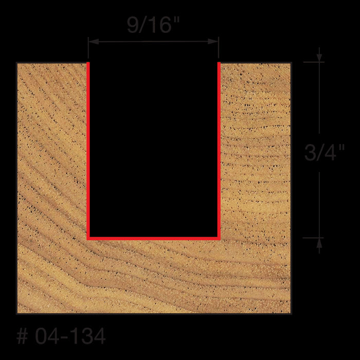 Mèche droite à 2-cannelures (9/16"x3/4") à tige 1/4"