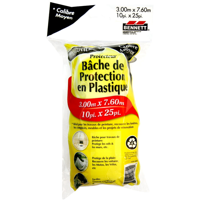 Bâche de protection en polythène 10' X 25'  calibre moyen
