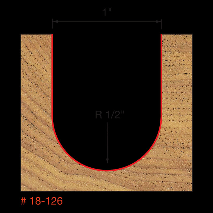 Mèche à bout rond, rayon 1/2", (1"x1-1/4") à tige 1/2"