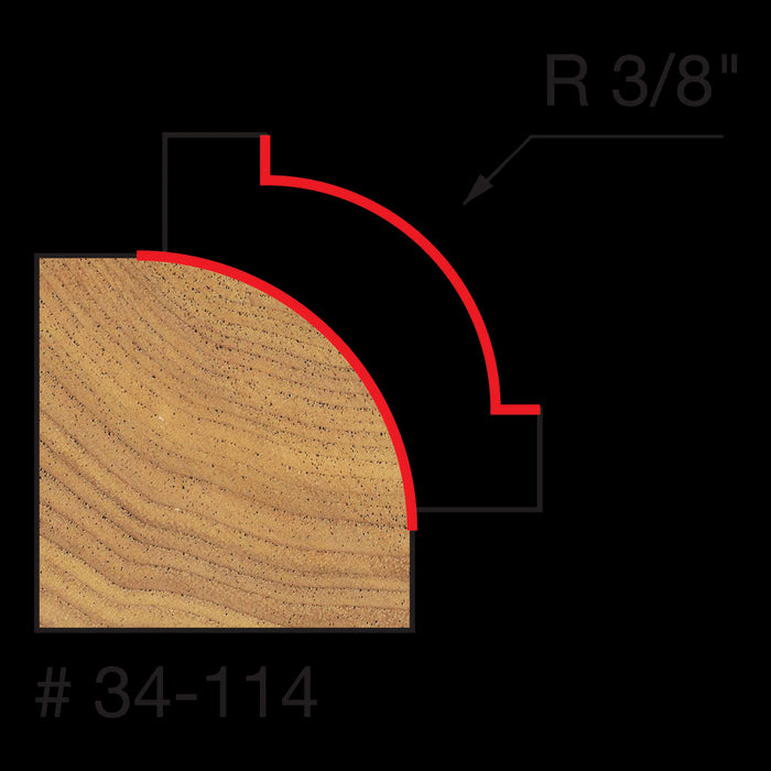 Mèche à arrondi convexe 3/8" (1-3/8"x5/8") à tige 1/4"