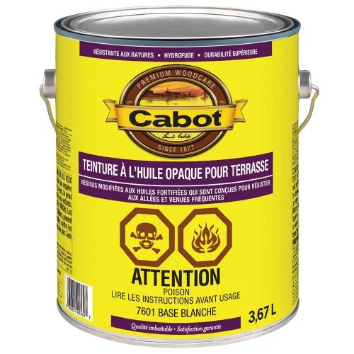 Teinture opaque à l'huile pour terrasses - Base blanche - 3.43 L