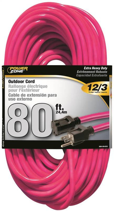 Rallonge d'extérieur 12/3 15A de 80' à 1 prise (Rose)