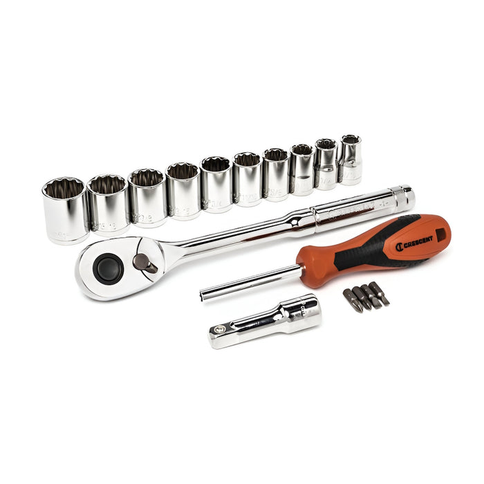 Ensemble de clé à cliquet 1/2" et de douilles pour mécaniciens, 17 pièces