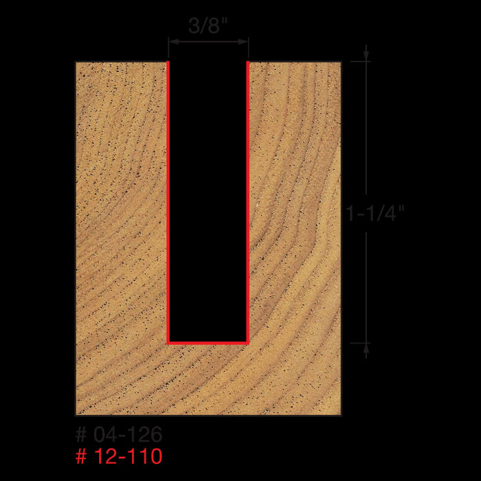 Mèche droite à 2-cannelures (3/8"x1-1/4") à tige 1/2"
