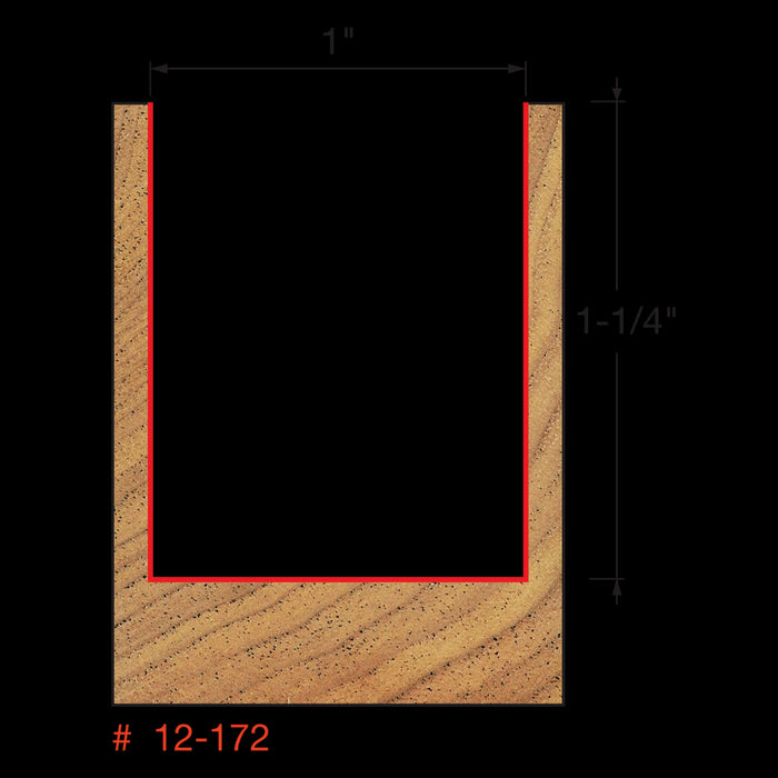 Mèche droite à 2-cannelures (1"x1-1/4") à tige 1/2"