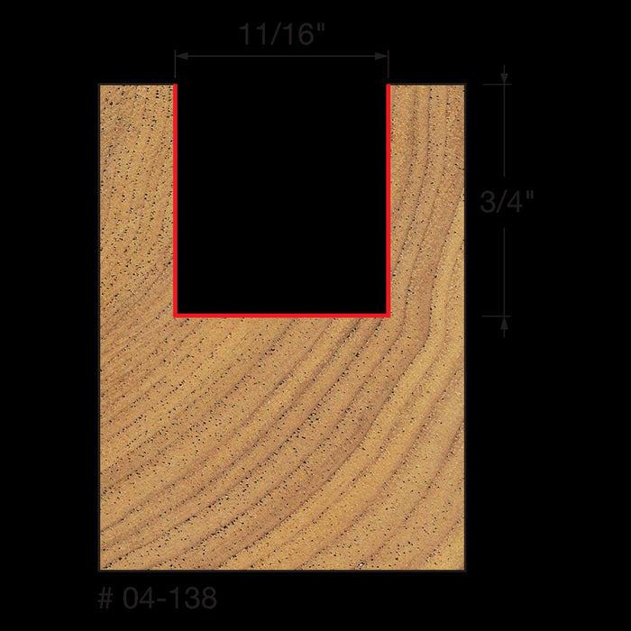 Mèche droite à 2-cannelures (11/16"x3/4") à tige 1/4"