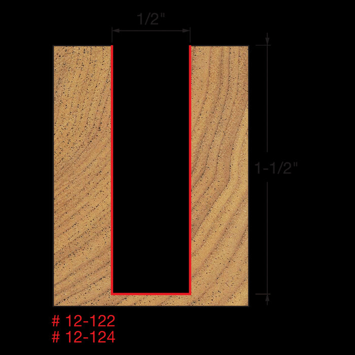 Mèche droite à 2-cannelures (1/2"x1-1/2") à tige 1/2"