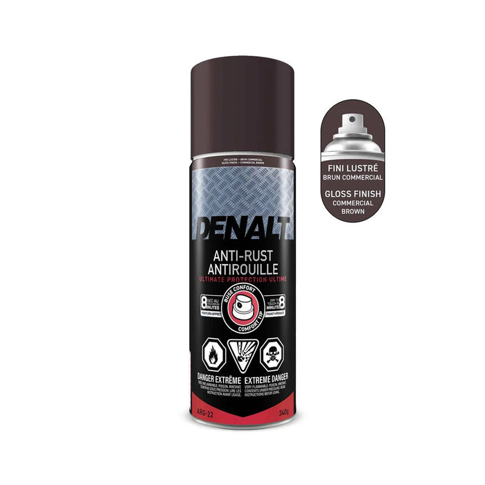 Peinture antirouille aérosol - Denalt - Brun commercial - Fini lustré - 340 g