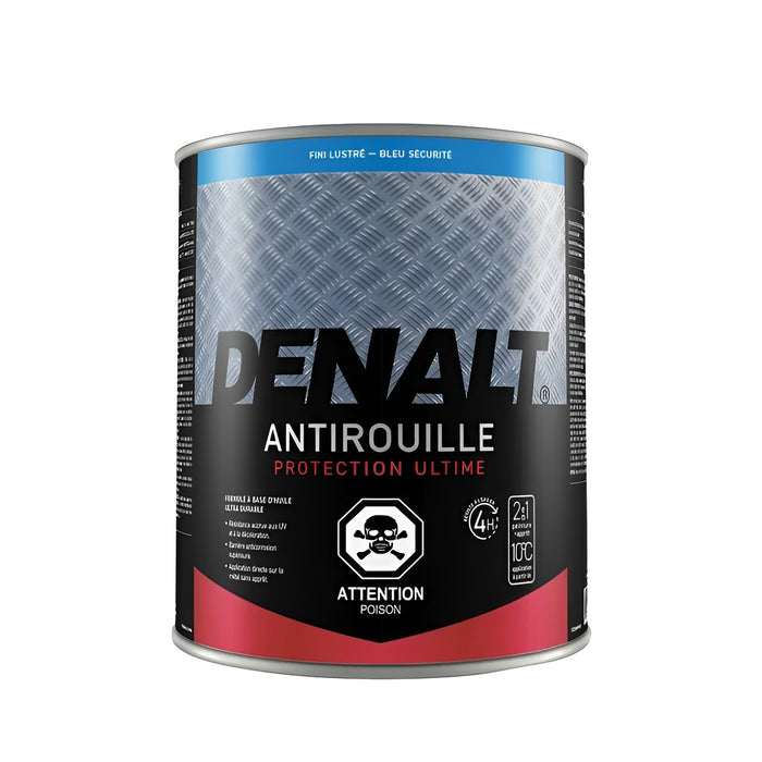 Peinture antirouille à l'huile - Denalt - Bleu sécurité - Fini lustré - 899 mL