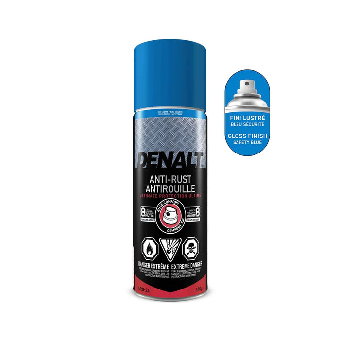 Peinture antirouille aérosol - Denalt - Bleu sécurité - Fini lustré - 340 g