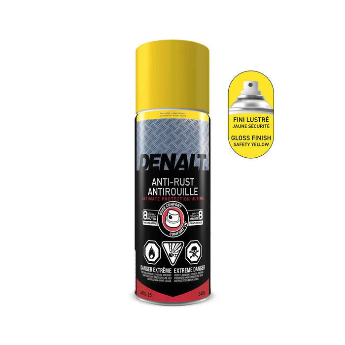 Peinture antirouille aérosol - Denalt - Jaune sécurité - Fini lustré - 340 g