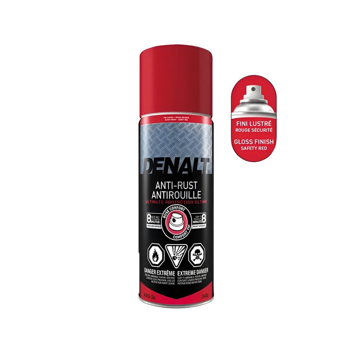 Peinture antirouille aérosol - Denalt - Rouge sécurité - Fini lustré - 340 g