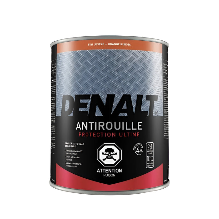 Peinture antirouille à l'huile - Denalt - Orange Kubota - Fini lustré - 899 mL