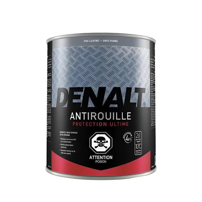 Peinture antirouille à l'huile - Denalt - Gris fumée - Fini lustré - 899 mL