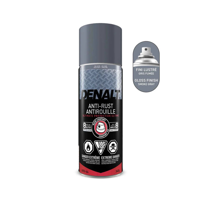 Peinture antirouille aérosol - Denalt - Gris fumée - Fini lustré - 340 g