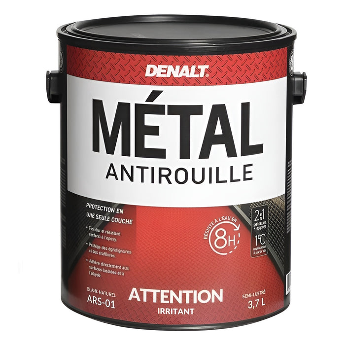 Peinture antirouille à base d'eau - Denalt Métal - Base 2 - Fini semi-lustré - 899 mL