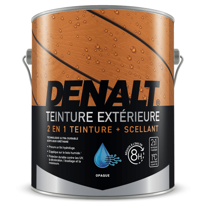 Teinture et scellant opaque 2-en-1 à base d'eau pour l'extérieur - Base moyenne - 1 L