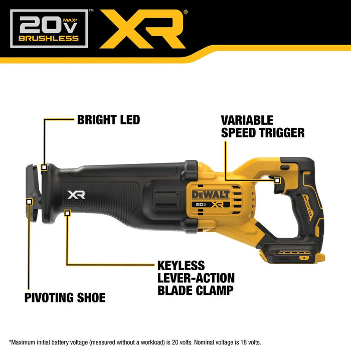Scie alternative à moteur sans balais 20V MAX XR - Outil seulement