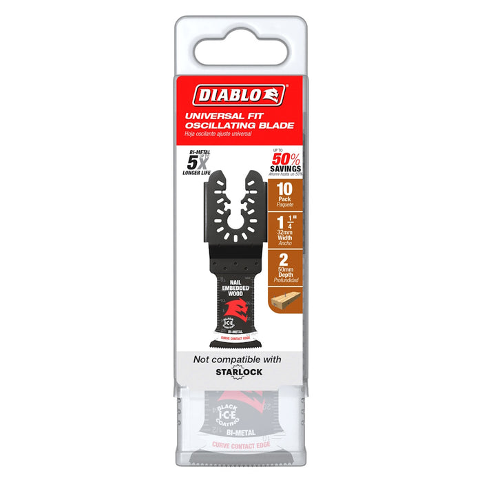 Lame d'outil oscillant pour bois avec clous 1-1/4" - Paquet de 10