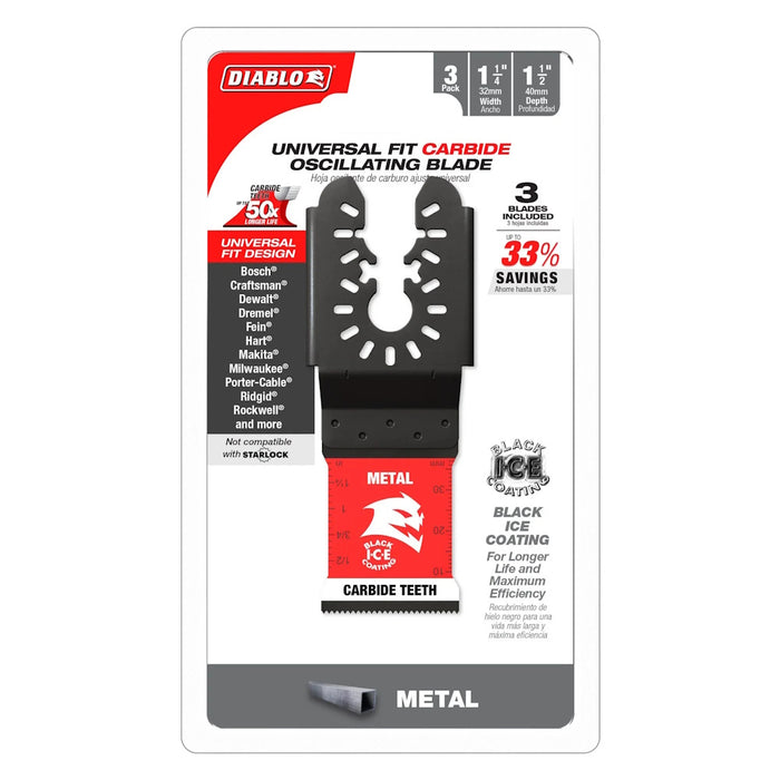 Lame d'outil oscillant au carbure 1-1/4" - Paquet de 3