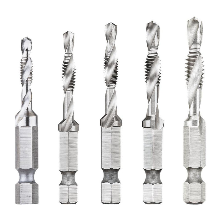 Ens. 5 mèches de taraudage, tige 1/4" hex