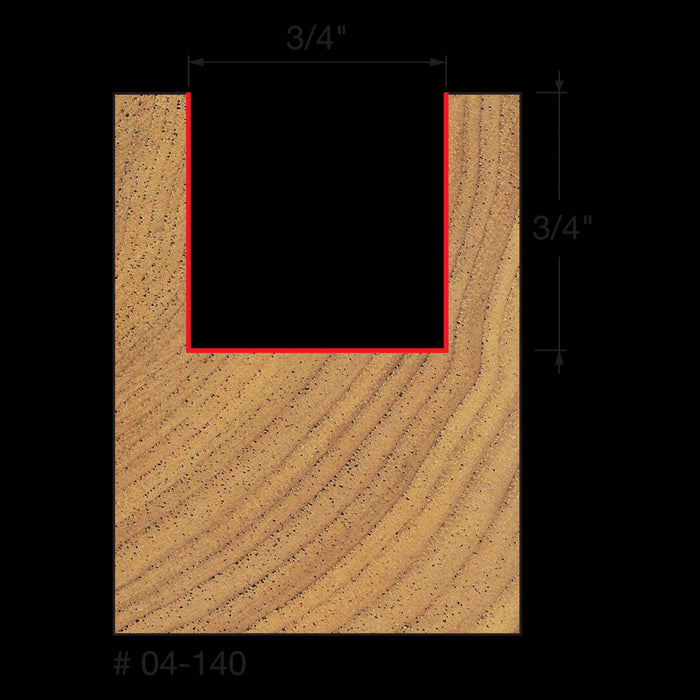Mèche droite à 2-cannelures (3/4"x3/4") à tige 1/4"