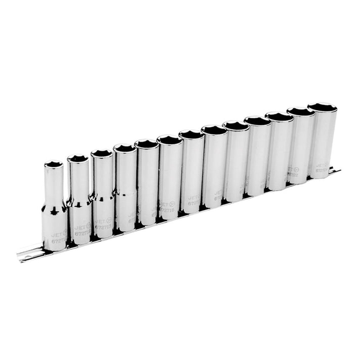 Ensemble de 13 douilles 6 pans longues chromées à prise 1/2"