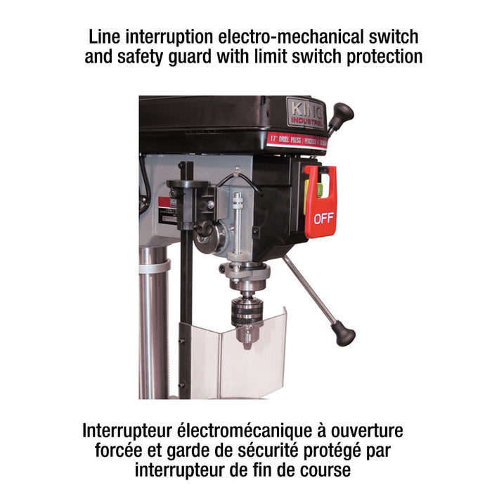 Perceuse à colonne 22" avec garde, 12.5A