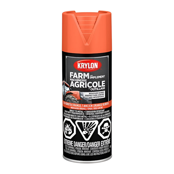 Peinture antirouille pour machinerie agricole - Ancien orange Kubota - Fini lustré - 340 g