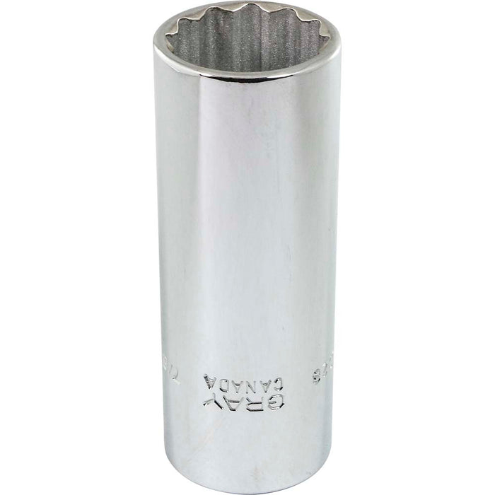 Douille chromée longue à prise 1/2" (12 pans x 7/8")