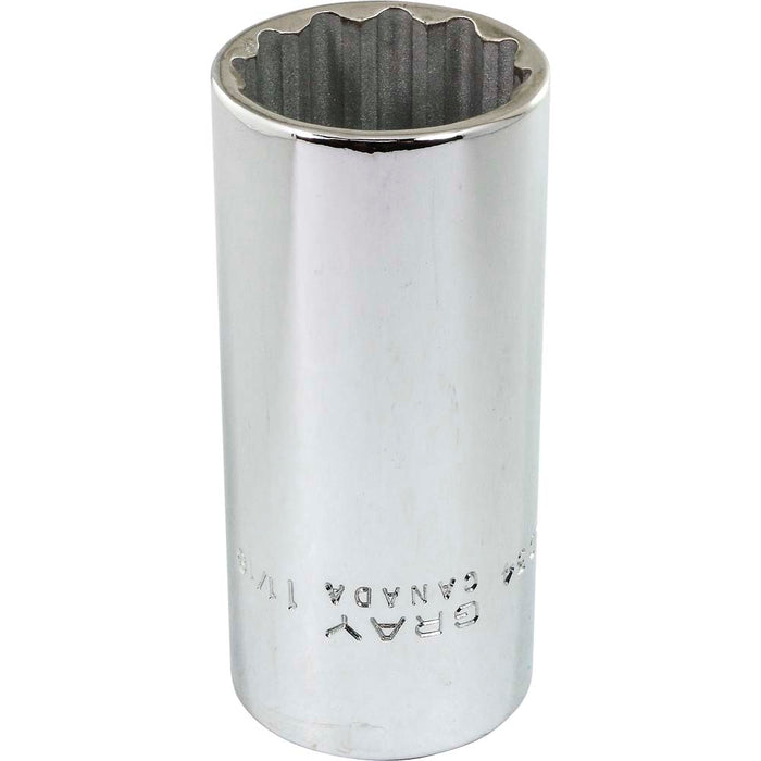 Douille chromée longue à prise 1/2" (12 pans x 1-1/16")