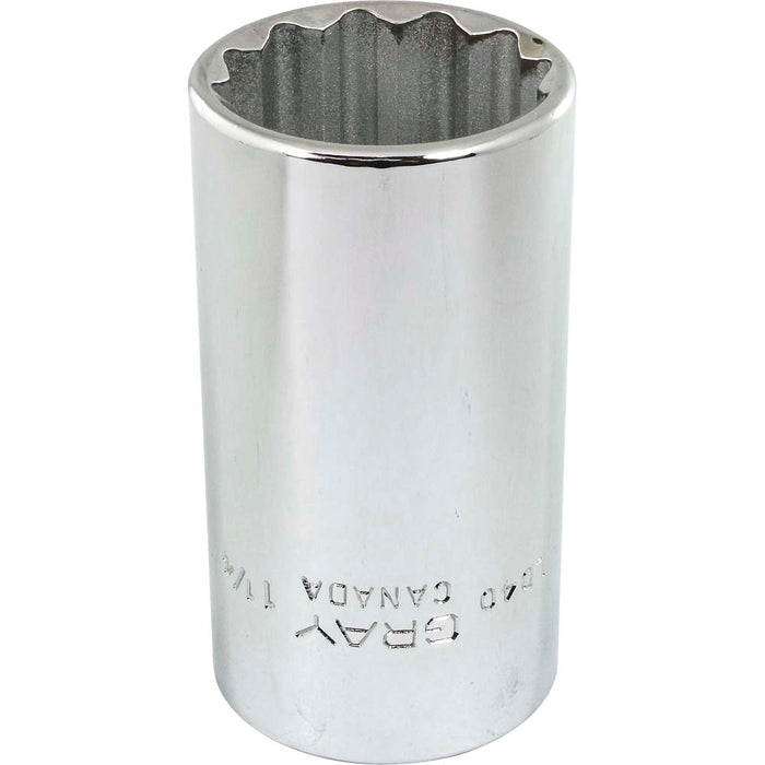 Douille chromée longue à prise 1/2" (12 pans x 1-1/4")