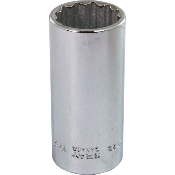 Douille chromée longue à prise 3/8" (12 pans x 7/8")