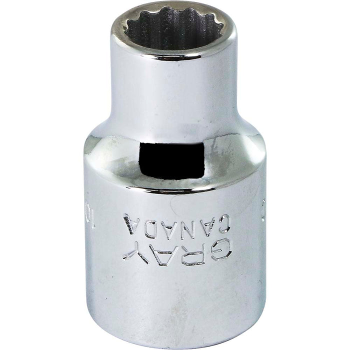 Douille chromée régulière à prise 1/2" (12 pans x 10 mm)