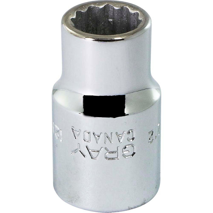 Douille chromée régulière à prise 1/2" (12 pans x 12 mm)