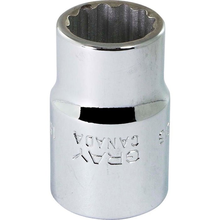 Douille chromée régulière à prise 1/2" (12 pans x 15 mm)