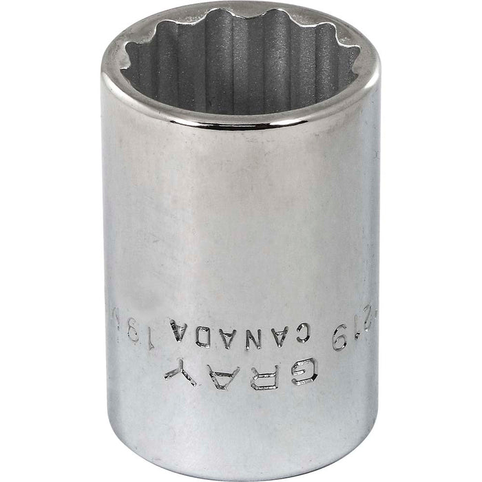 Douille chromée régulière à prise 1/2" (12 pans x 19 mm)