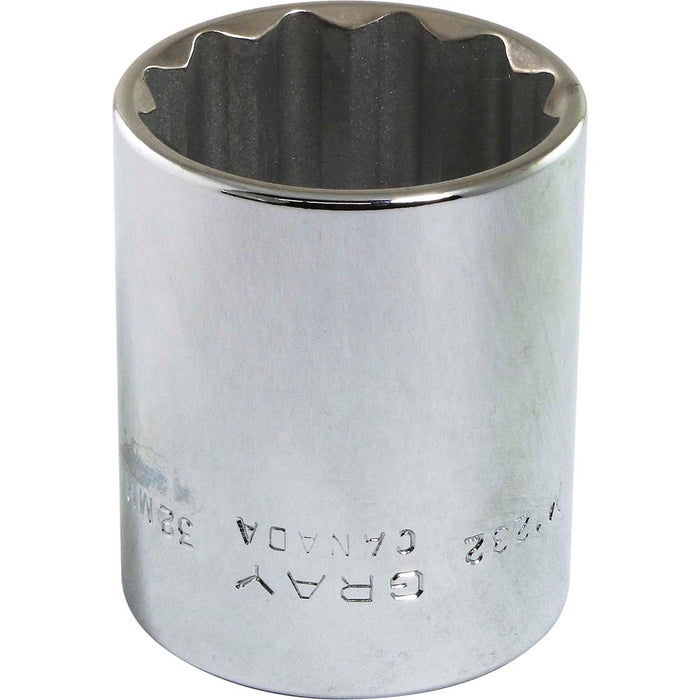 Douille chromée régulière à prise 1/2" (12 pans x 32 mm)
