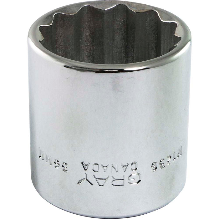 Douille chromée régulière à prise 1/2" (12 pans x 36 mm)