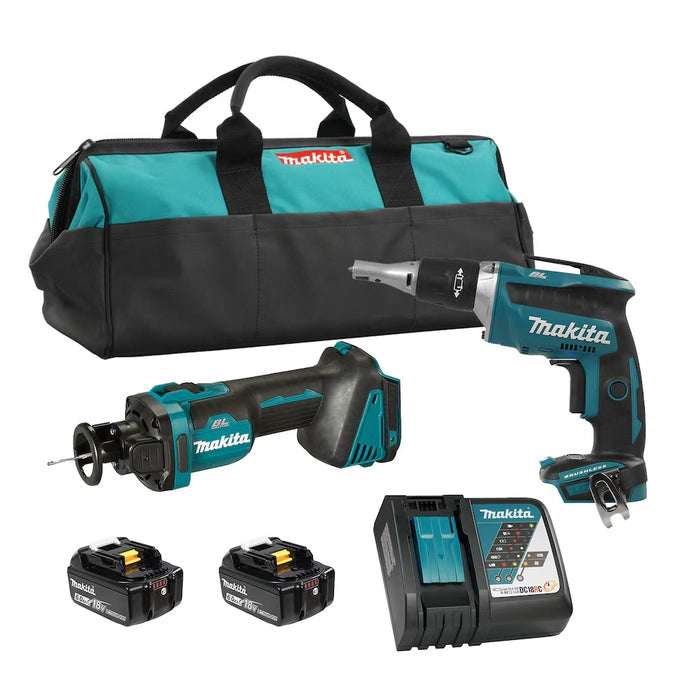 Ensemble d'outils pour cloison sèche avec 2 batteries