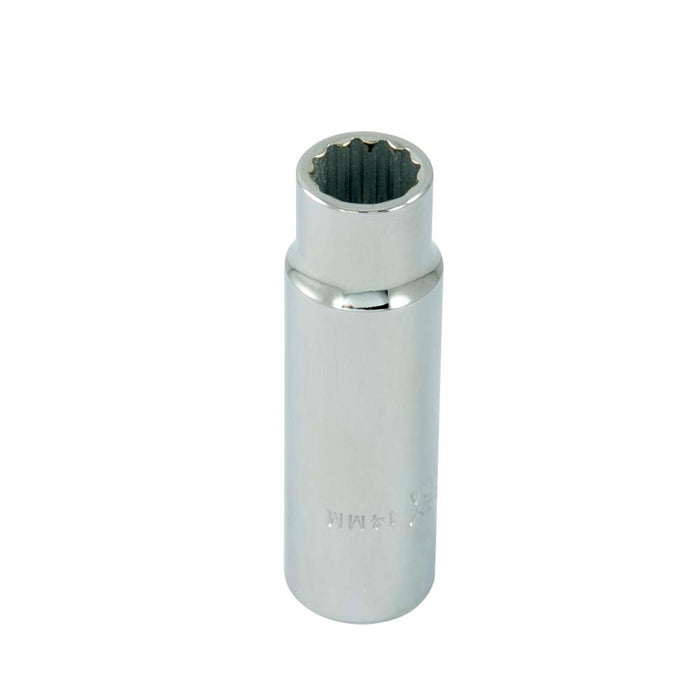 Douille chromée longue à prise 1/2" (12 pans x 14 mm)