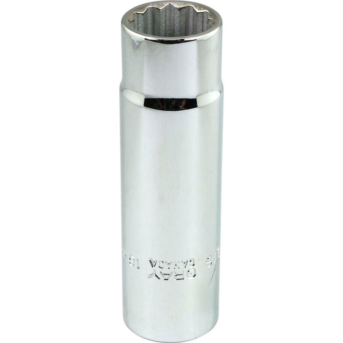 Douille chromée longue à prise 1/2" (12 pans x 16 mm)
