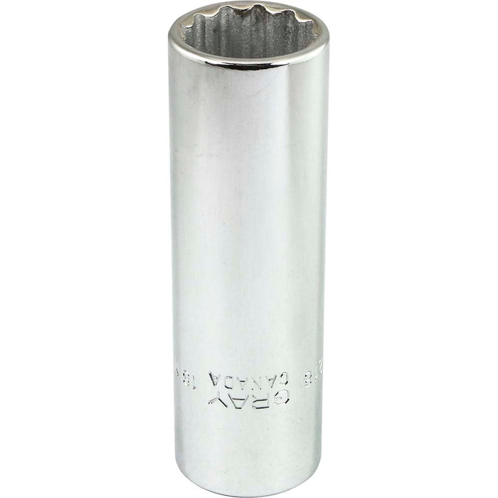 Douille chromée longue à prise 1/2" (12 pans x 18 mm)