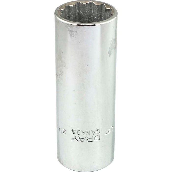 Douille chromée longue à prise 1/2" (12 pans x 21 mm)