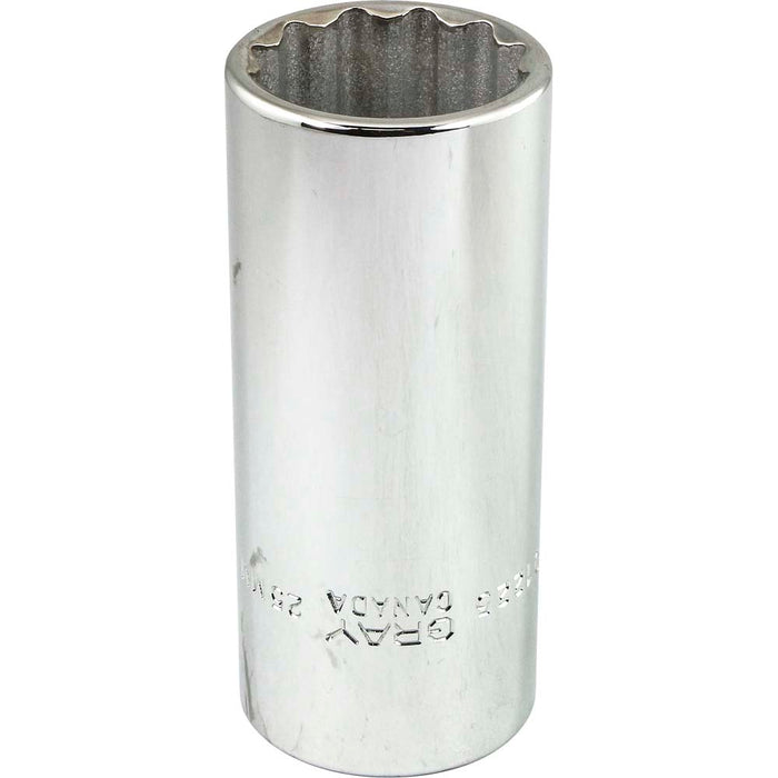 Douille chromée longue à prise 1/2" (12 pans x 25 mm)