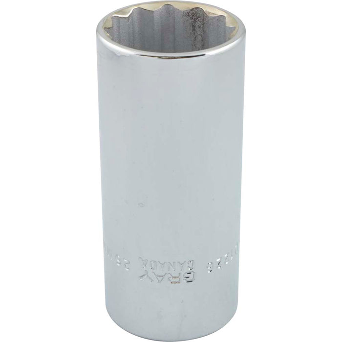 Douille chromée longue à prise 1/2" (12 pans x 26 mm)