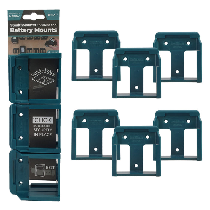Ens. 6 supports muraux pour batterie Makita - Bleu