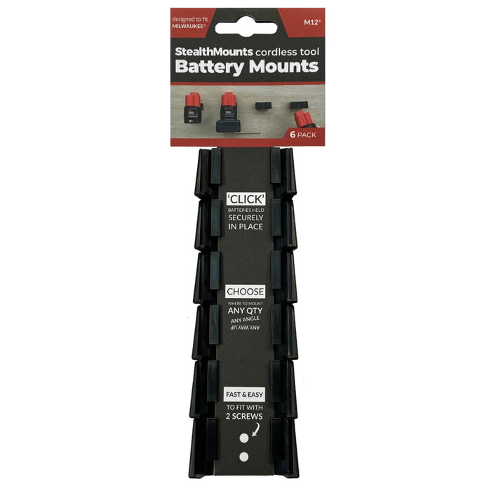 Ens. 6 supports muraux pour batterie Milwaukee - Noir