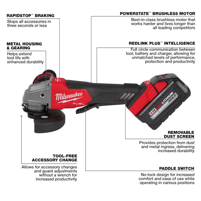 Ensemble de rectifieuse M18 4-1/2" - 5" avec interrupteur à palette