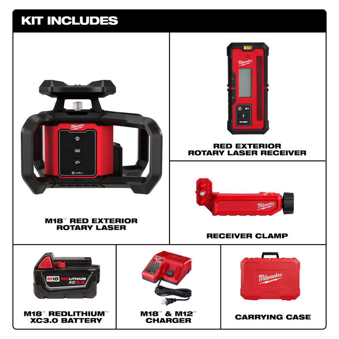 Laser rotatif extérieur rouge 2 000 pieds